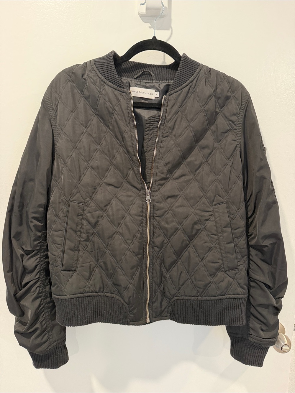 Sincerely Jules Quilted Bomber Jacket - Black Medium